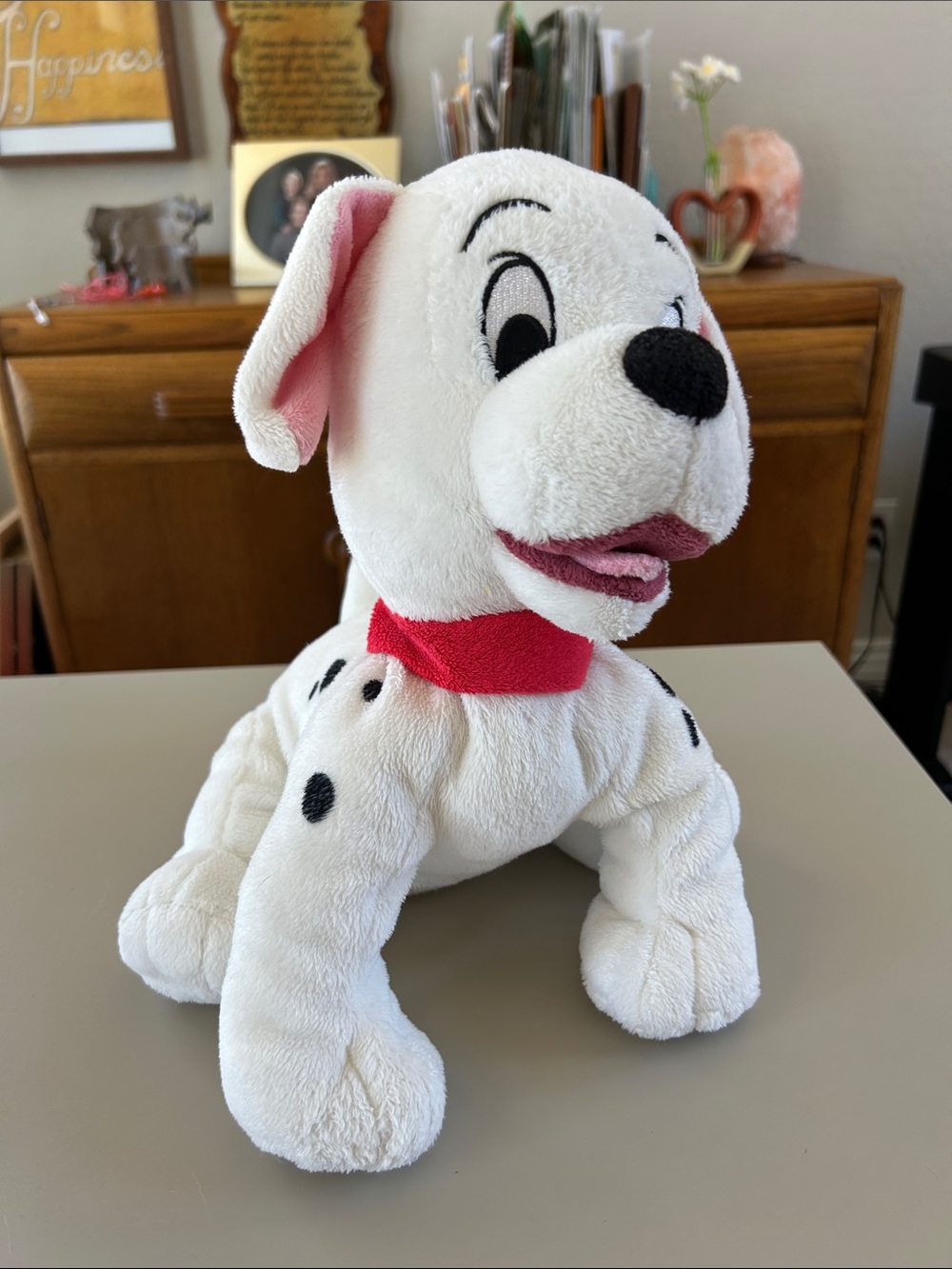 Plush Dalmatian Puppy Dog Toy - White with Red Collar